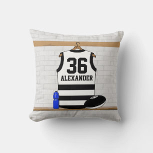 Aussie Rules Football Jersey Zwart Wit Strepen Kussen