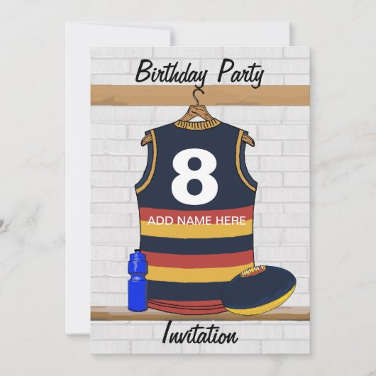 Aussie Rules Jersey Birthday - uitnodiging (Voorkant)