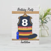 Aussie Rules Jersey Birthday - uitnodiging (Staand voorkant)