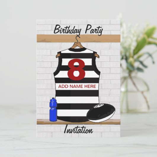Aussie Rules Jersey Birthday - uitnodiging (Staand voorkant)