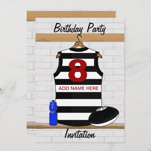 Aussie Rules Jersey Birthday - uitnodiging (Voorkant / Achterkant)