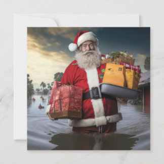 Aussie Santa Flood Single Sided Kaart