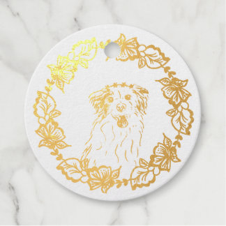 Aussie Shepard-hond (1) op Foil Favor-tag Bedankjes Labels
