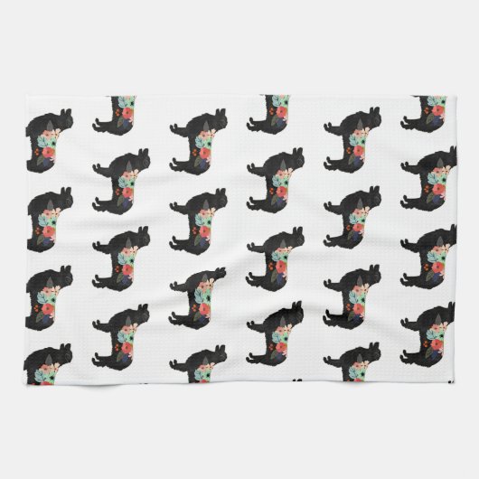 Aussie Shepherd Hondenras Bohemian Floral Saddle Theedoek (Horizontaal)