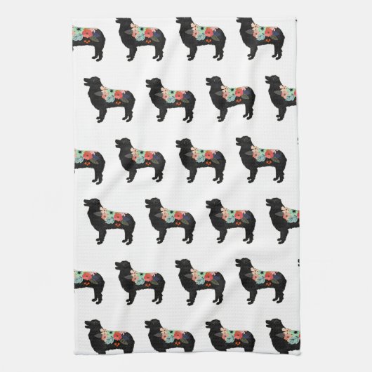 Aussie Shepherd Hondenras Bohemian Floral Saddle Theedoek (Verticaal)