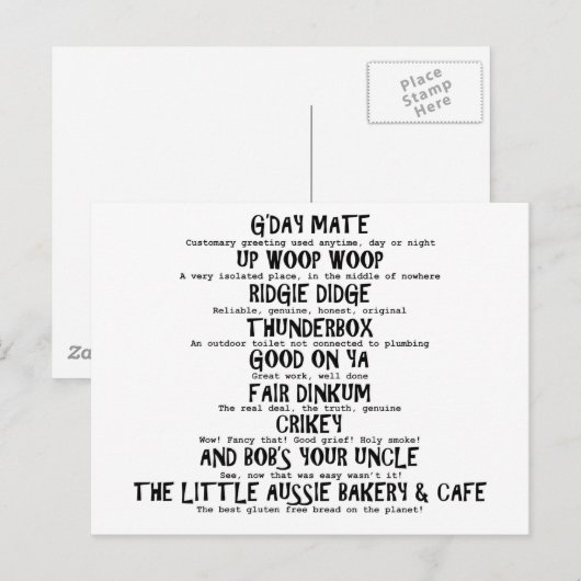 Aussie Slang Briefkaart (Voorkant / Achterkant)