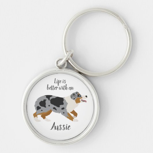 Aussie sleutelhanger. Australian Shepherd sleutelh Sleutelhanger (Voorkant)
