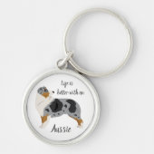 Aussie sleutelhanger. Australian Shepherd sleutelh Sleutelhanger (Voorkant)