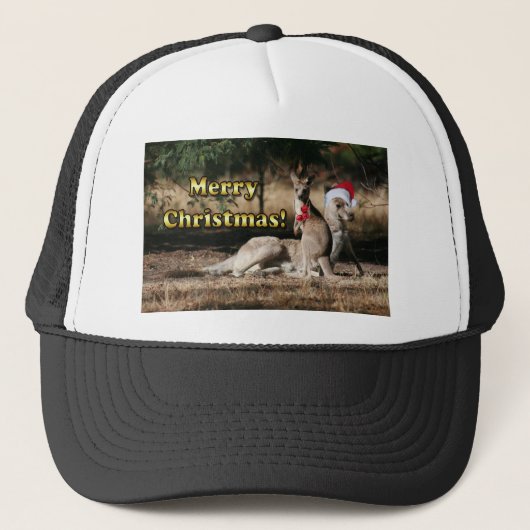 Aussie Style Kerstmis Kangaroos Trucker Pet (Voorkant)