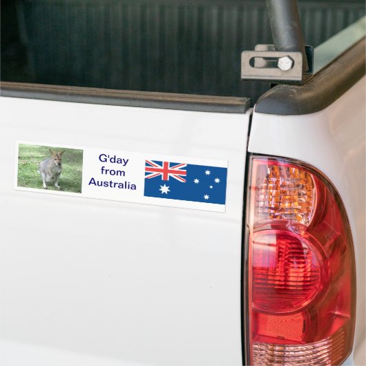 Aussie Wallaby G'day Bumpersticker (Op Truck)