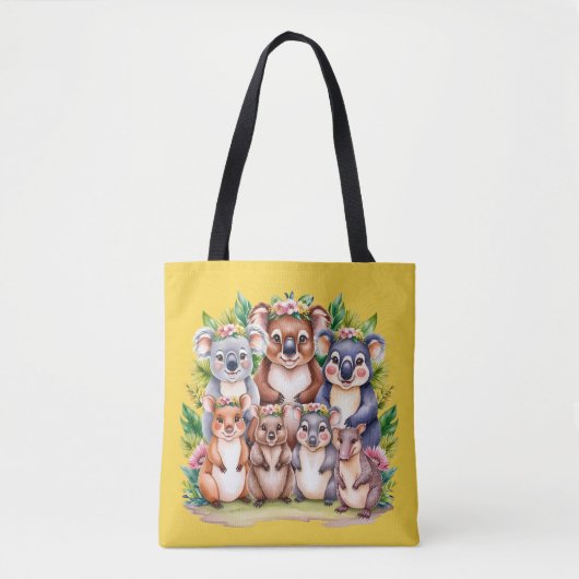 Aussie Wildlife koala & vrienden Tote Bag (Voorkant)