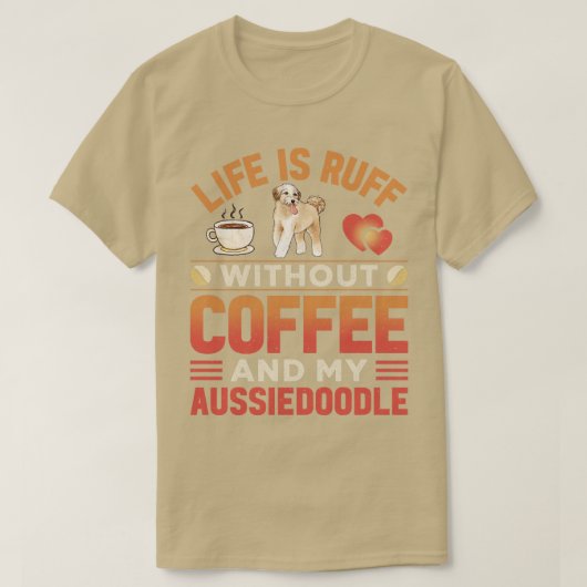 Aussiedle hond en koffie t-shirt (Design voorkant)