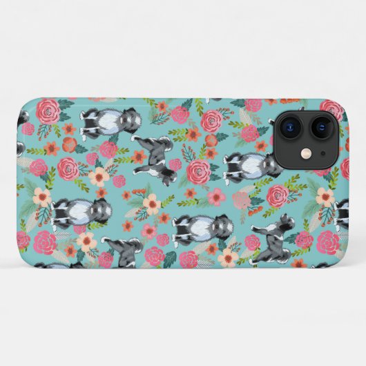 Aussiedoedle dog  florals munt Case-Mate iPhone case (Achterkant (horizontaal))