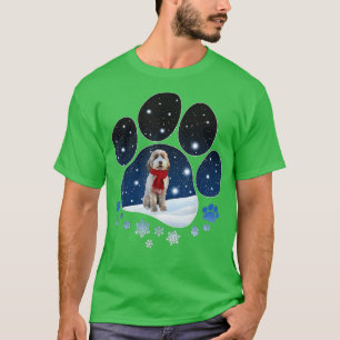 Aussiedoedle Winter Snow Paw Dogs Kerstmis T-shirt