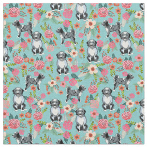aussiedole dog  florals turquoise stof