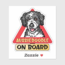 Aussiedoodle Aan boord Doodle Hond Rood verkeersbo Sticker