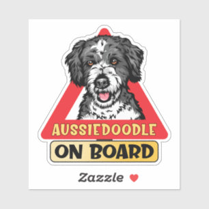 Aussiedoodle Aan boord Doodle Hond Rood verkeersbo Sticker