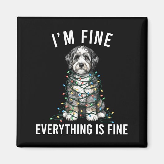 Aussiedoodle Christmas I'm Fine Everything Is Fine Magneet (Voorkant)