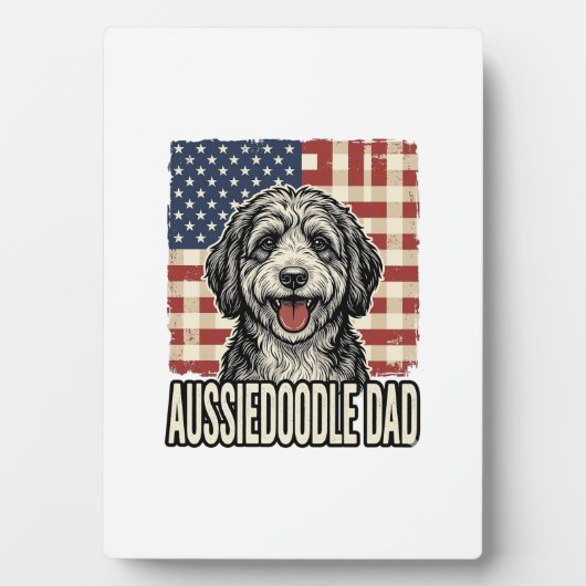 Aussiedoodle Dad Patriotic Vintage Dog Shirt Desig Fotoplaat (voorkant)
