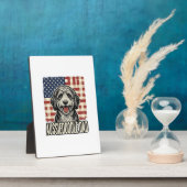 Aussiedoodle Dad Patriotic Vintage Dog Shirt Desig Fotoplaat (Zijkant)