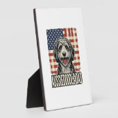 Aussiedoodle Dad Patriotic Vintage Dog Shirt Desig Fotoplaat (Zijkant)
