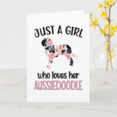 Aussiedoodle Dog Girl Hondenliefhebber Aussiedoodl Kaart (Gele Bloem)
