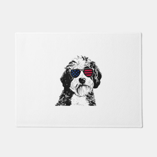 Aussiedoodle Hond 4 juli Amerika Vlag van de VS Deurmat (Voorkant)