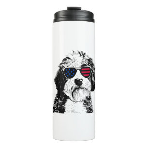 Aussiedoodle Hond 4 juli Amerika Vlag van de VS Thermosbeker