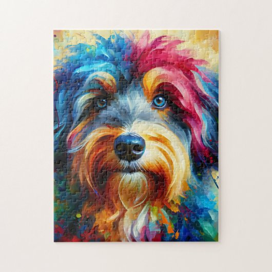 Aussiedoodle Hond Acryl Print | Kleurrijk Legpuzzel (Verticaal)