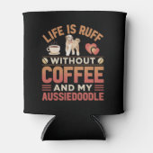 Aussiedoodle hond en koffie blikjeskoeler (Voorkant)