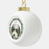 Aussiedoodle hond gepersonaliseerde vakantie krans keramische bal ornament (Rechts)