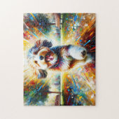 Aussiedoodle Hond Portret Acryl Kunst Print Hond Legpuzzel (Verticaal)