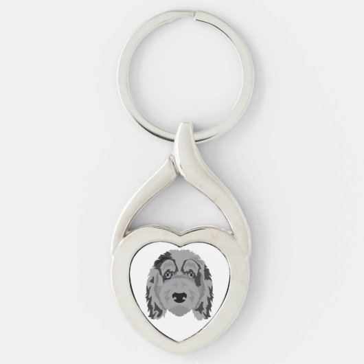 Aussiedoodle hondenmix sleutelhanger (Voorkant)