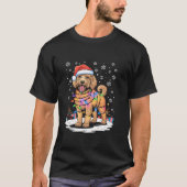 Aussiedoodle Kleine Hond Kerst Licht Kerstman Papa T-shirt (Voorkant)