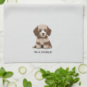 Aussiedoodle Puppy "Ik ben een Doodle" schattig Theedoek (Gevouwen)