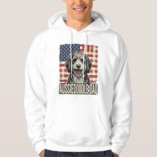 Aussiedoodle vader patriottisch vintage hond shirt (Voorkant)