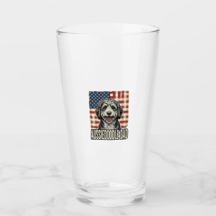 Aussiedoodle vader patriottisch vintage hond shirt glas