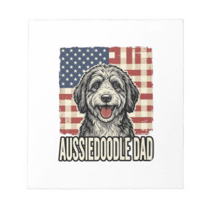 Aussiedoodle vader patriottisch vintage hond shirt notitieblok