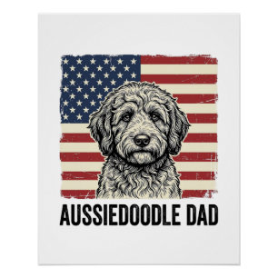 Aussiedoodle vader patriottisch vintage hond shirt perfect poster