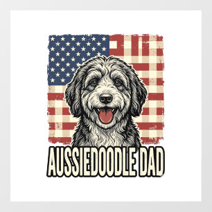 Aussiedoodle vader patriottisch vintage hond shirt raamsticker