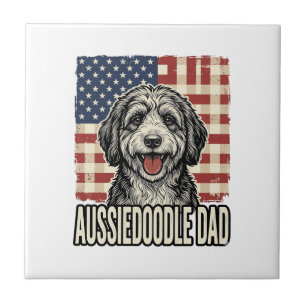 Aussiedoodle vader patriottisch vintage hondsshirt tegeltje
