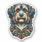Aussiedoodle Vinyl Waterproof Dog Sticker (Voorkant)