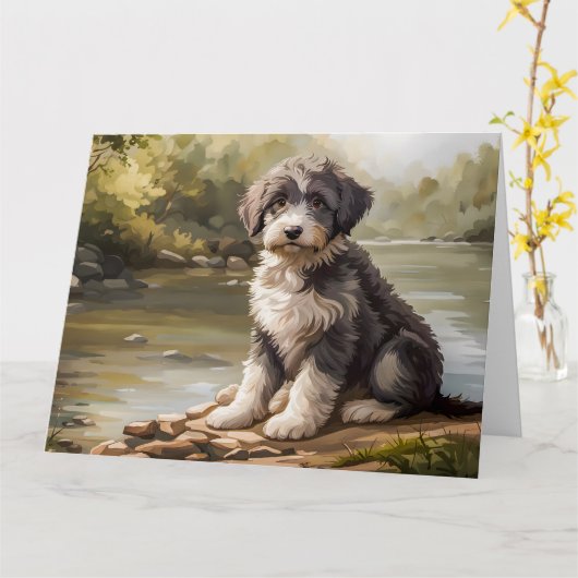 Aussiedoodle Welpe am Fluss Kaart (Gele Bloem)