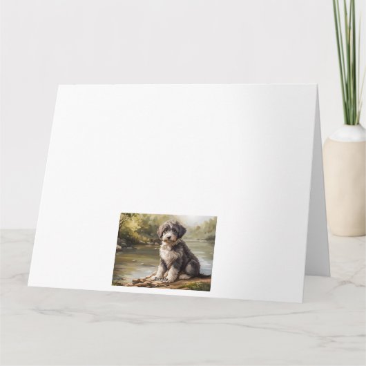 Aussiedoodle Welpe am Fluss Kaart (Achterkant)