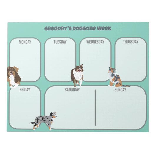 Aussies Australian Shepherd Dogs Weekplanner Notitieblok (Voorkant)
