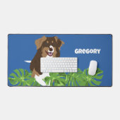 Aussies Australische Herder Hond Tropische bladere Bureaumat (Keyboard & Muis)