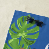 Aussies Australische Herder Hond Tropische bladere Strandlaken (In situ)