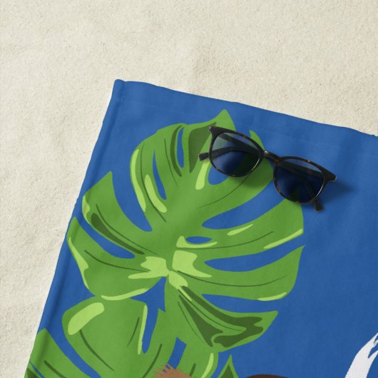 Aussies Australische Herder Hond Tropische bladere Strandlaken (In situ)