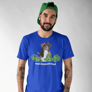 Aussies Australische Herder Hond Tropische bladere T-shirt