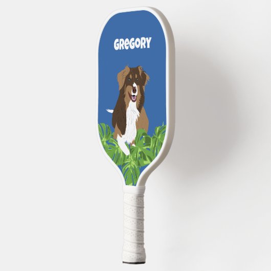 Aussies Australische Herder Honden Tropische blade Pickleball Paddle (Links)